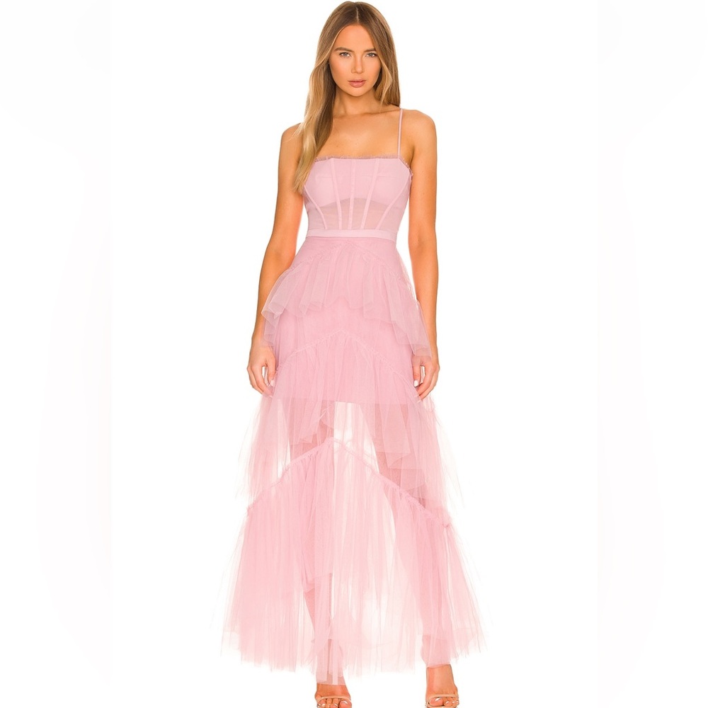 BCBGMaxAzria Pink Tiered Maxi Sundress